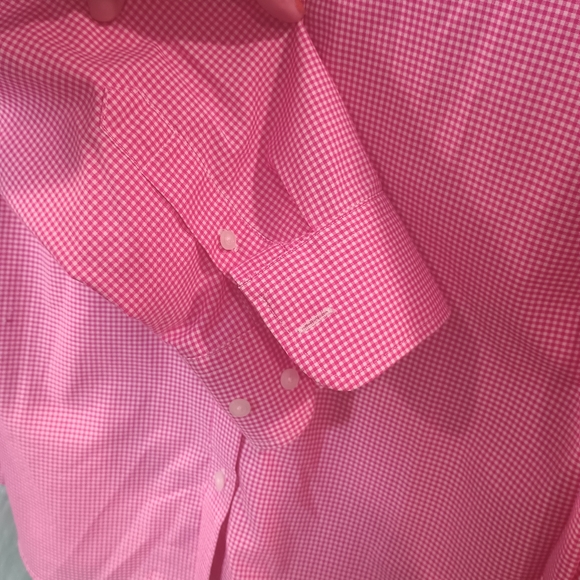 Chaps Pink and White Long Sleeve Checkered Button Down Shirt Size 1X - Picture 7 of 11